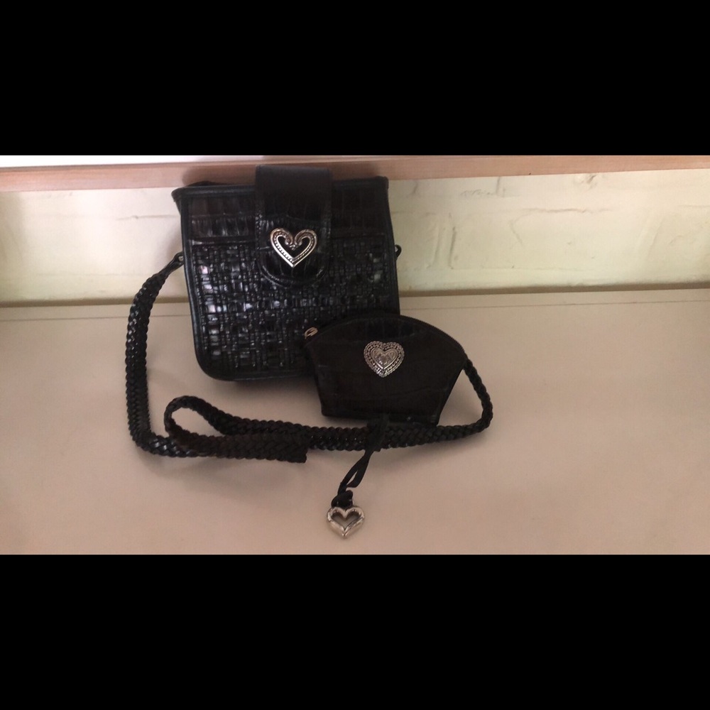 Brighton black leather bag w/ matching purse
